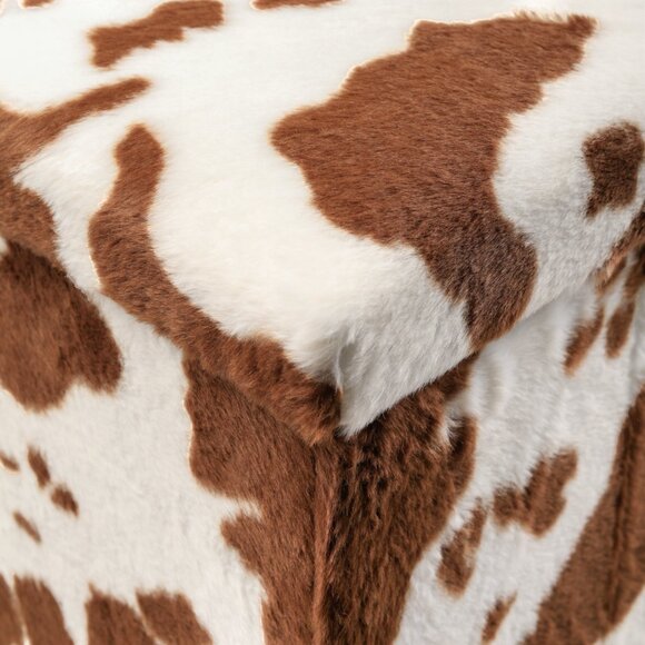 Go-Poufs Knock-Down Medium Cube Faux Cowhide Storage Ottoman | 15"x15"x15" - Picture 4 of 6